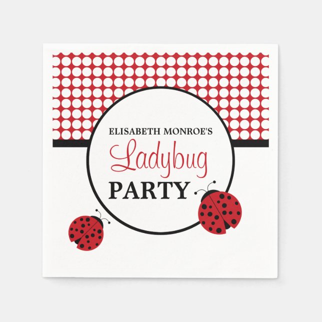 Serviette Jetable Red Ladybug, fête d'anniversaire des enfants (Devant)