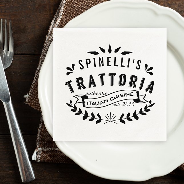 Serviette Jetable Restaurant italien Trattoria personnalisé Logo (Créateur téléchargé)