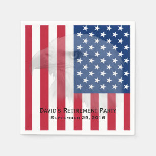 Serviette Jetable Retraite militaire Eagle chauve et drapeau