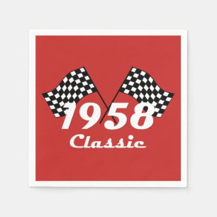 Serviette Jetable Retro 1958 Classic Black & White Checked Race Drap