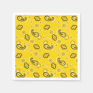 Serviette Jetable Rétro bandanna jaune/Bandana