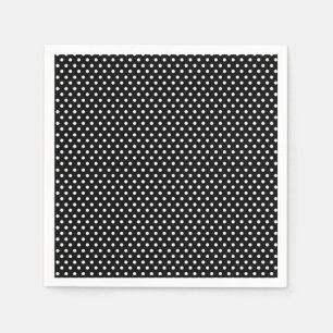 Serviette Jetable Rétro point de polka noir et blanc