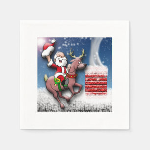 Serviette Jetable Réveillon de Noël Père Noël Reindeer neige Chimney