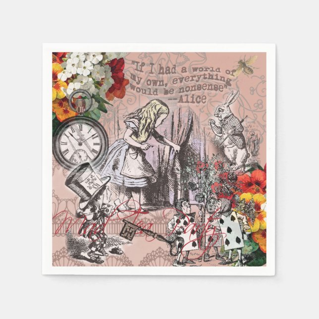 Serviette Jetable rideau d'alice nonsense pays des merveilles (Devant)
