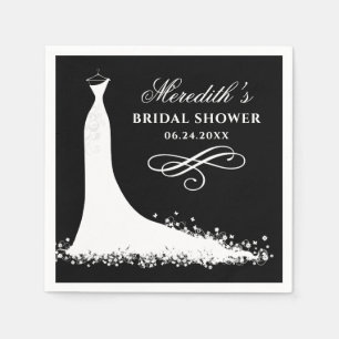 Serviette Jetable Robe de mariée noire et blanche élégante pour la f