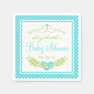 Serviette Jetable Robins Baby shower Bleu Oeuf - Floral