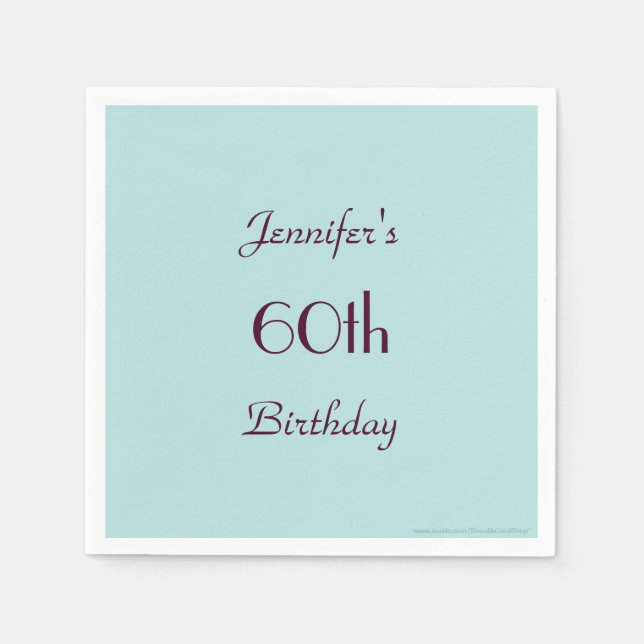 Serviette Jetable Robins Oeuf Papier Bleu Napkins 60e fête d'anniver (Devant)