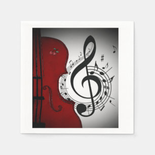 SERVIETTE JETABLE ROCKABILLEMENT RETRO MUSIQUE AMOUREUX CELLO NAPKIN