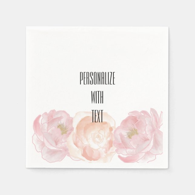 Serviette Jetable Romantique Peonies roses Floral (Devant)