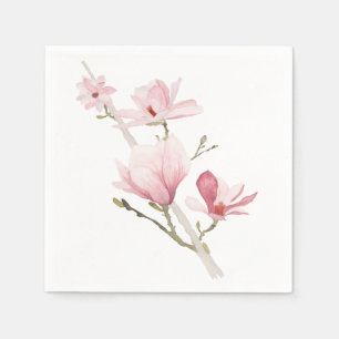 Serviette Jetable Romantique rose Magnolias Verdure serviettes