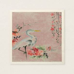 Serviette Jetable rose asiatique de fleur de grue de serviettes de