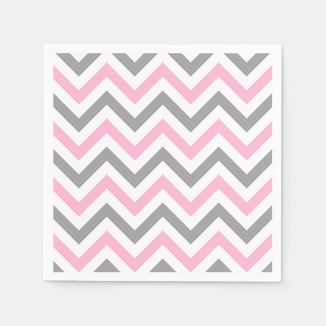 Serviette Jetable Rose, Gris Dk What Grand Motif Chevron ZigZag (Devant)