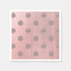 Serviette Jetable Rose or rose brillant glam Pois moderne chic