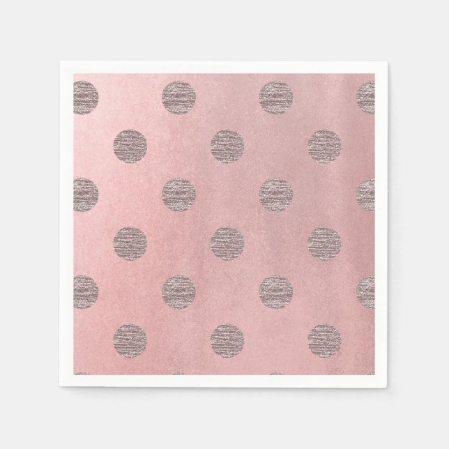 Serviette Jetable Rose or rose brillant glam Pois moderne chic (Devant)