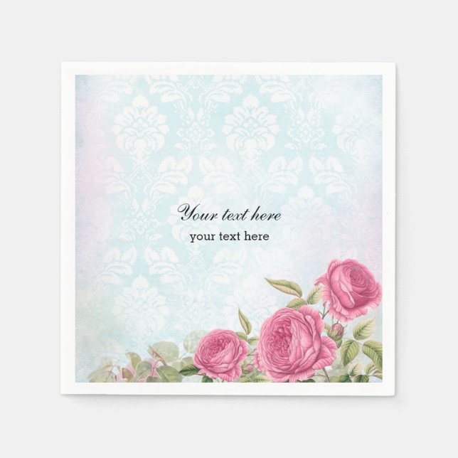 Serviette Jetable Roses vintages (Devant)