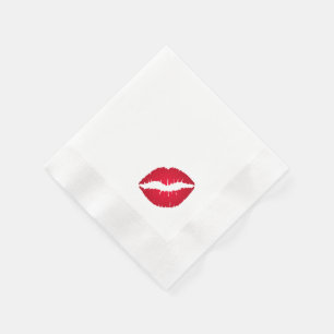 Serviette Jetable Rouge à lèvres rouge riche marque de baiser