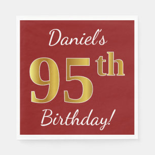 Serviette Jetable Rouge, anniversaire d'or de Faux