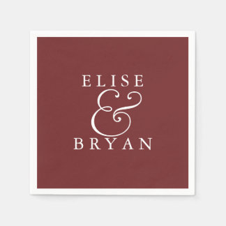 Serviette Jetable Rouge Bourgogne Simple Moderne Élégant Mariage Nap