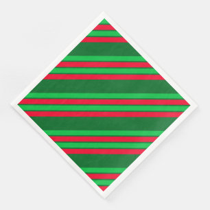 Serviette Jetable Rouge et bandes de différentes nuances de vert