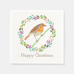 Serviette Jetable Rouge-gorge, oiseau de Noël