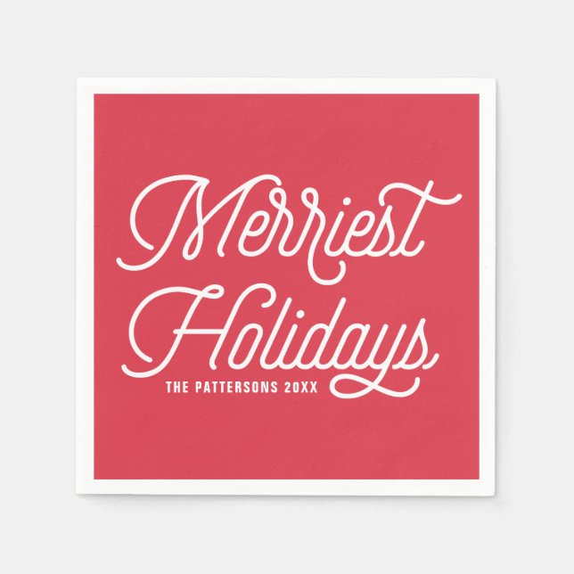 Serviette Jetable Rouge Les Jours Fériés Les Plus Joyeux Noël Modern (Devant)