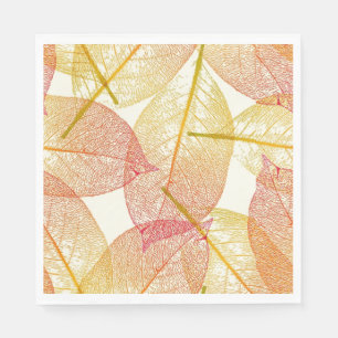 Serviette Jetable Rouge or Jaune Feuilles Automne saison Motif