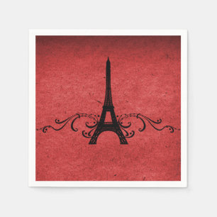 Serviette Jetable Rouge Vintage Français