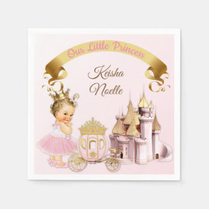 Serviette Jetable Royal Princess Castle Carriage Rose Gold Girl