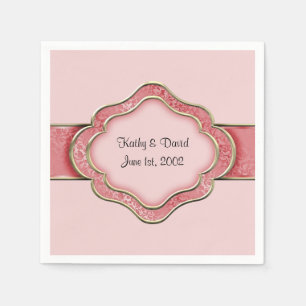 Serviette Jetable Ruban corail et or (Mariage)