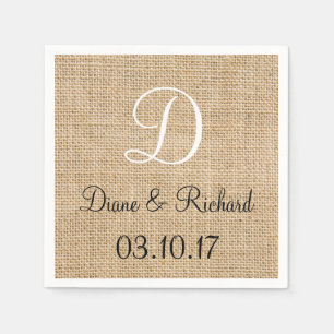 Serviette Jetable Russe Mariage Burlap Nom Date Monogramme