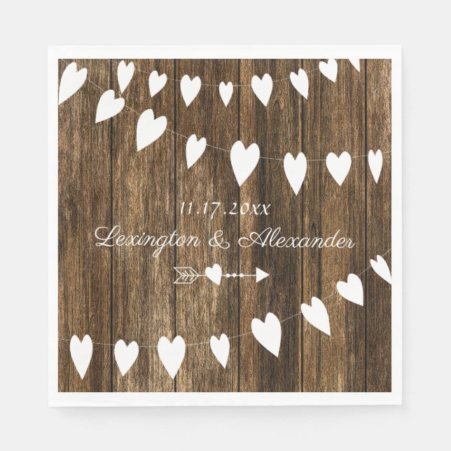 Serviette Jetable Rustic Country Grange Mariage ou Fête des mariées  (Devant)