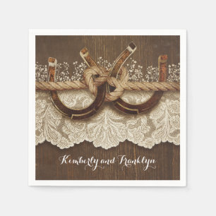 Serviette Jetable Rustic Country Horseshoe Mariage dentelle