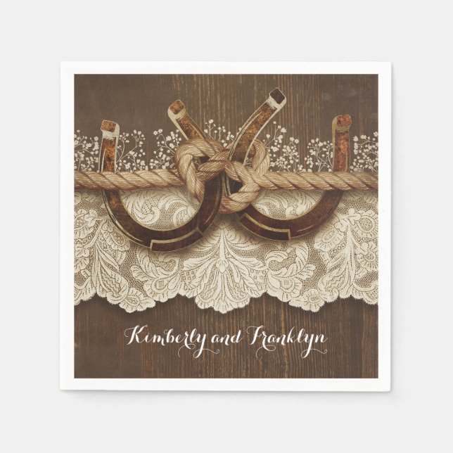 Serviette Jetable Rustic Country Horseshoe Mariage dentelle (Devant)