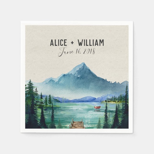 Serviette Jetable Rustique Mariage Lakeside Napkin (Devant)