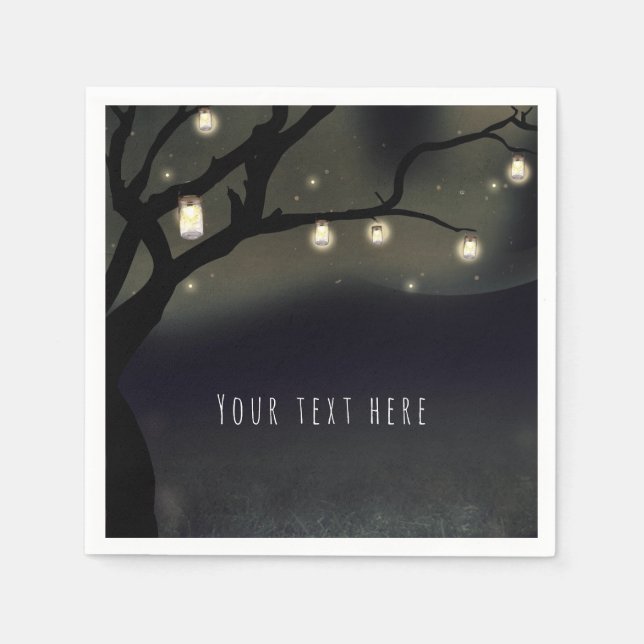 Serviette Jetable Rustique Night Tree & Mason Jar Lumières Mariage (Devant)