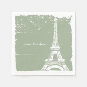 Serviette Jetable Sage Green Tour Eiffel Papier de Naples Set