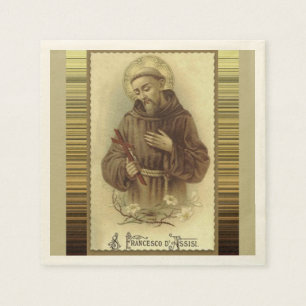 Serviette Jetable Saint François d'Assise avec des crucifix Lilies