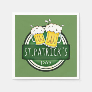 Serviette Jetable Saint Patrick's Day, Beer Mugs, Irish Green