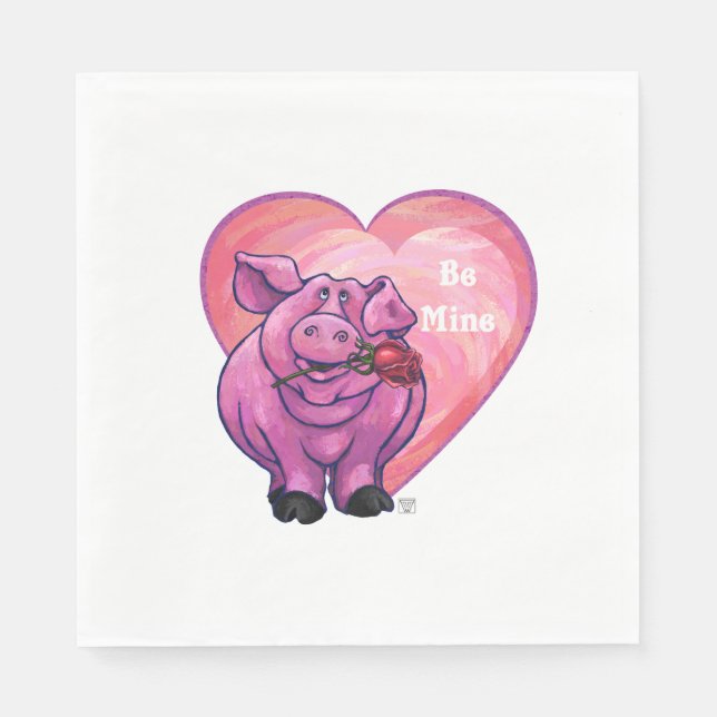 Serviette Jetable Saint Valentin au cochon (Devant)