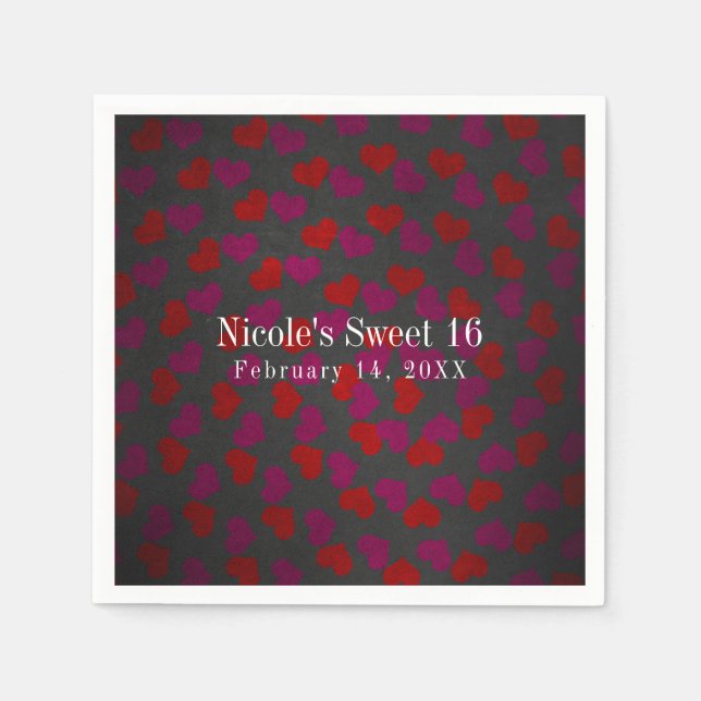 Serviette Jetable Saint Valentin Coeurs Anniversaire Fête (Devant)