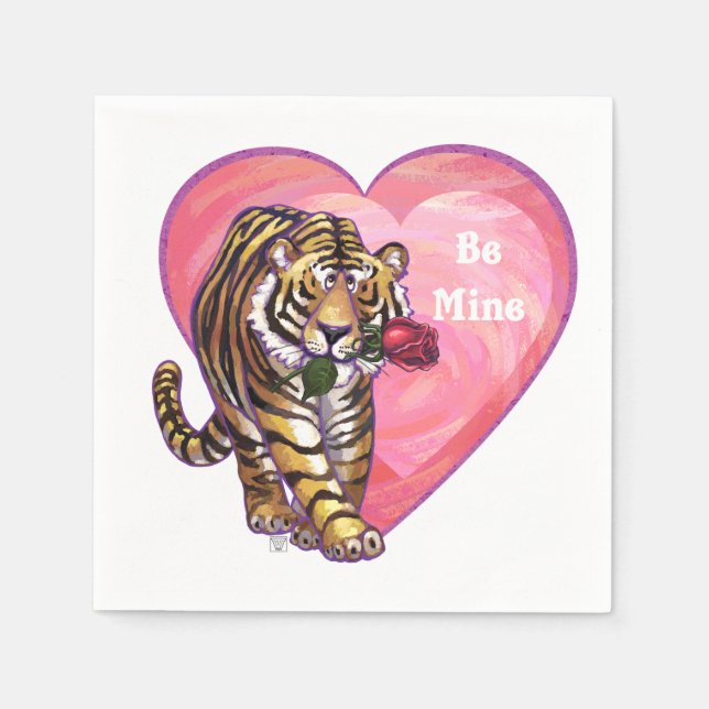 Serviette Jetable Saint Valentin de Tigre (Devant)