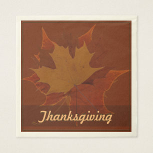 Serviette Jetable Saison Feuilles Automne Thanksgiving Texte Personn