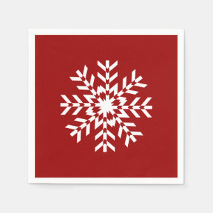 Serviette Jetable Saison rouge et blanche de base de ski de flocon