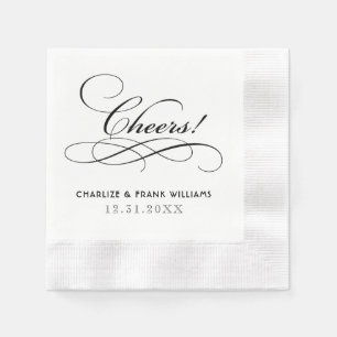 Serviette Jetable Salutations Black Calligraphy Mariage personnalisé