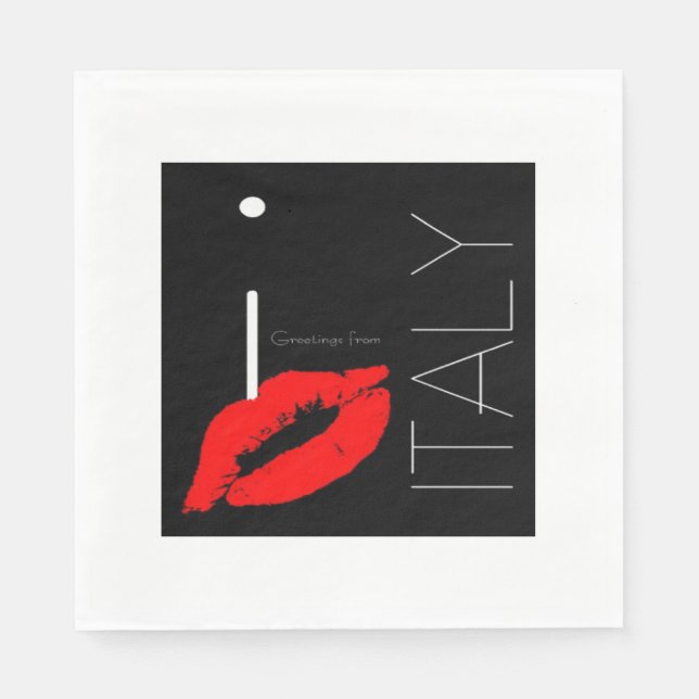 Serviette Jetable Salutations Italie Rouge rouge baiser (Devant)