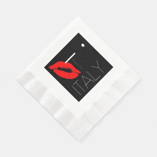 Serviette Jetable Salutations Italie Rouge rouge baiser (Coin)