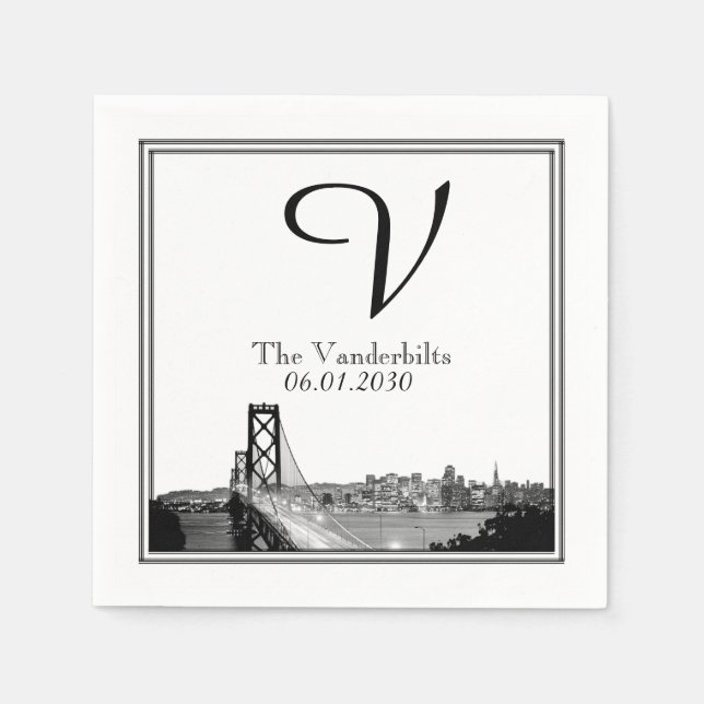 Serviette Jetable San Francisco Destination Wedding Napkin (Devant)