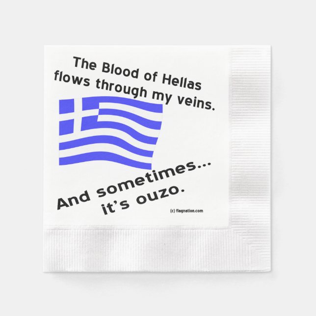 Serviette Jetable Sang de Hellas et Ouzo (Devant)