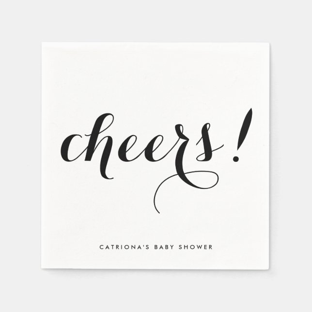 Serviette Jetable Santé | Papier de calligraphie moderne noir Napkin (Devant)
