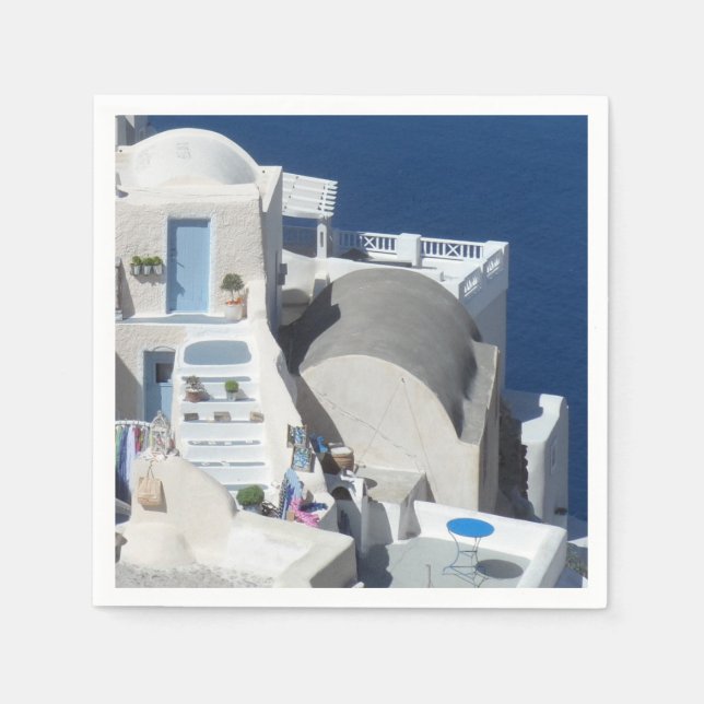 Serviette Jetable Santorin, Grèce (Devant)